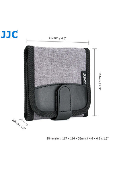 Choice جراب فلتر عدسات رمادي من JJC للفلاتر الدائرية حتى 82 مم، محفظة تخزين بثلاثة جيوب لفلاتر العدسات B