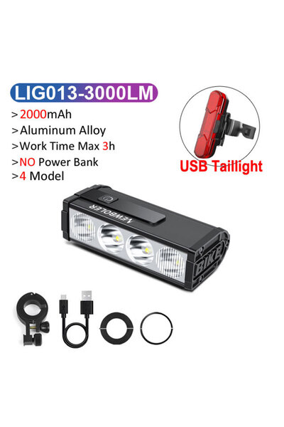 Choice مصباح دراجة أمامي من نيوبولر، سعة 2000 مللي أمبير، شدة إضاءة 3000 لومن...