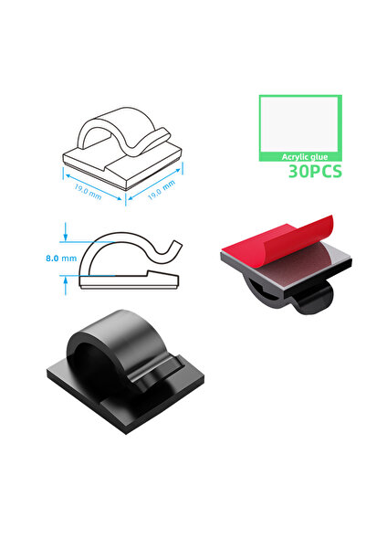 Choice black-30PCS 50Pcs Self Adhesive Cable Management Clips, Cable Organize...