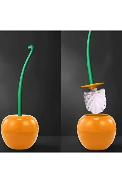 Choice 1pc orange 1pc Red Toilet Brush Creative Lovely Cherry Shape Lavatory Toilet Brush Holder Set Toilet