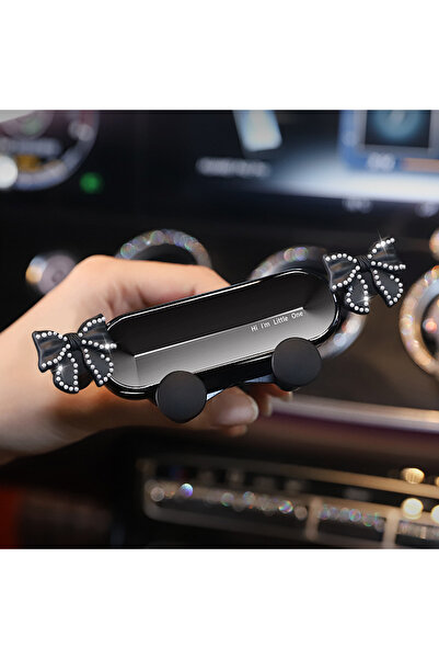 Choice حامل هاتف سيارة عالمي بتصميم فيونكة لطيفة باللون الأسود اللؤلؤي، حامل ...