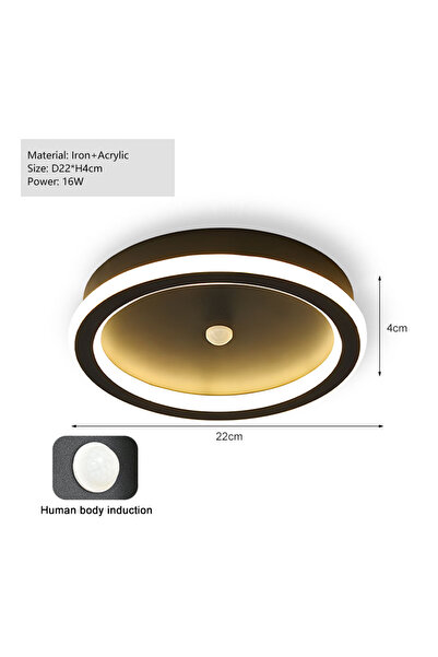 Choice مصباح سقف أسود دافئ اللون بقوة 16 واط مزود بمستشعر حركة PIR، مناسب لغرف النوم والمعيشة، يعمل بجهد كهربائي AC85-265V.