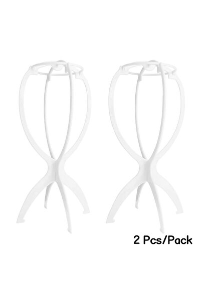 DUTRIEUX حامل شعر مستعار أبيض قابل للطي، قطعتان، حامل شعر مستعار متين، عرض شع...