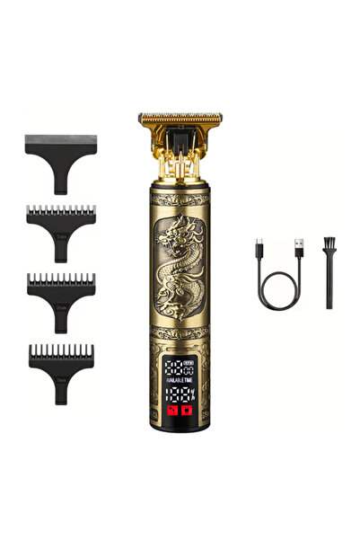 Choice Dragon pattern Professional 3-speed adjustment scissors beard trimmer with LED display USB alloy kni