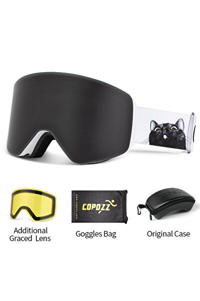 Choice Black set COPOZZ Winter Professional Men Women Ski Goggles Set Magneti...