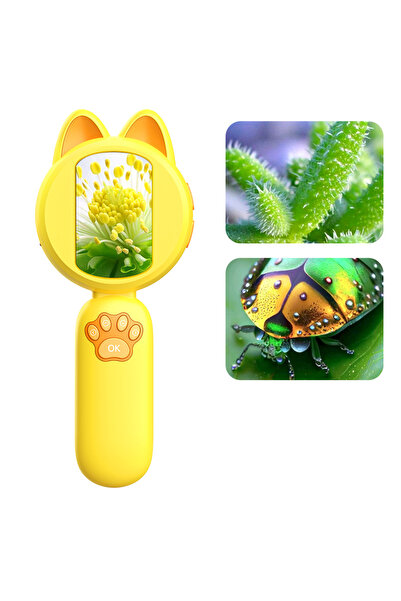 Choice 1000X Yellow 2inch IPS Digital Microscope 1000X Handheld Microscope for Kids with 8 Leds Coin Micros