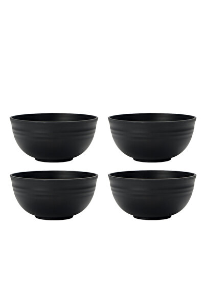 Choice 4pcs-Black 4/6/8pcs Black grain bowl Reusable household plastic dinner bowl can hold food dessert g