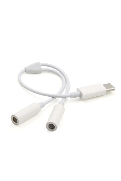 Choice محول Byscoon أبيض اللون من USB Type-C إلى منفذ AUX مزدوج 3.5 ملم، كابل صوت Type-C 3.5، كابل سماعة أذن