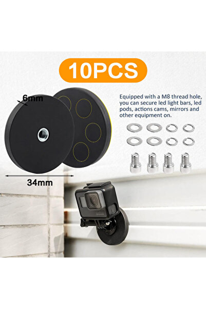 Choice STP34-10pcs P34 Coated Magnets with M4 Female Thread, Magnet Base Anti-Slip Heavy Duty Mounting Mag