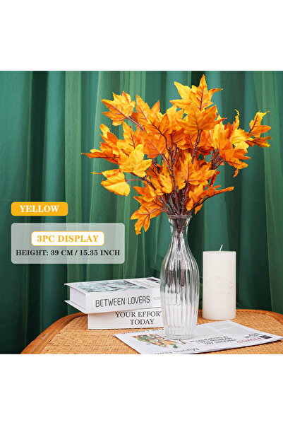 Choice 1PC(No vase) Yellow 1PC Artificial Autumn Color Maple Leaves Flower Ar...