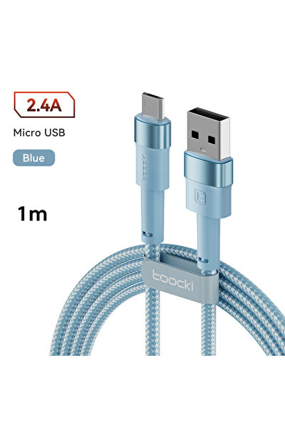 Toocki كابل مايكرو يو إس بي أزرق من A-M بطول 1 متر وقوة 2.4 أمبير لشحن هواتف ...