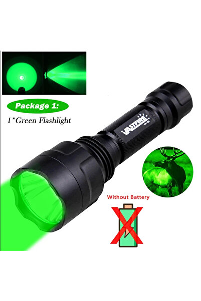 Choice مصباح يدوي تكتيكي للصيد بتقنية LED، بدون بطارية، أخضر/أحمر/أبيض، قابل لإعادة الشحن عبر منفذ USB، 350 لومن، 600-800