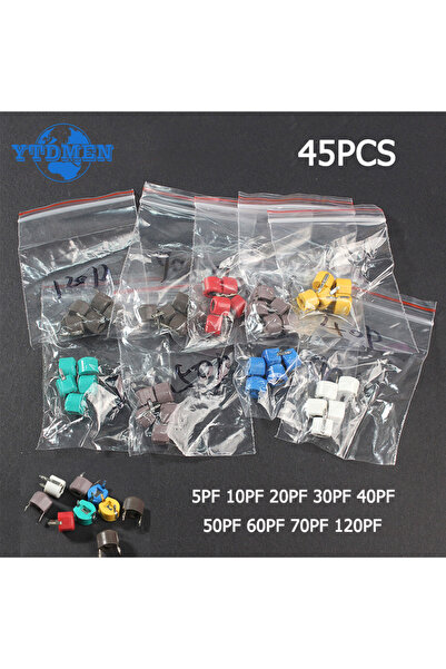 YTDMEN 45PCS Variable Trimmer Capacitor Kit JML06 5PF 10PF 20PF 30PF 40PF 50P...