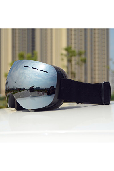 Choice نظارات تزلج جديدة من JSJM باللونين الأسود والفضي، للرجال والنساء، بطبقتين، مضادة للضباب، كبيرة الحجم، توفر حماية من الأشعة فوق البنفسجية UV400.