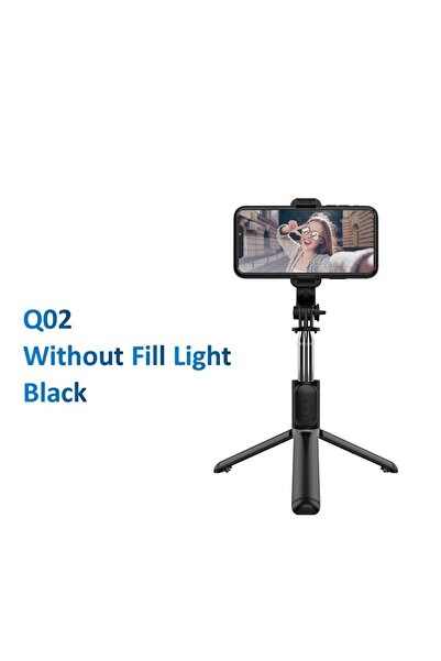 Choice عصا سيلفي سوداء للهاتف Q02 بطول 1045 مم مع إضاءة LED لاسلكية بتقنية ال...