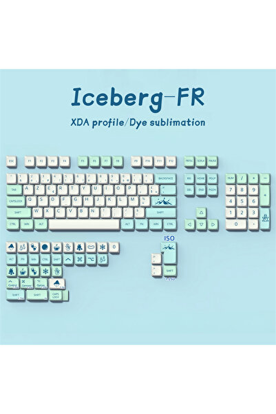 Choice Iceberg FR FR Keycaps PBT XDA Keycap For Cherry MX Switch Gaming Mechanical Keyboard GMK67 Dye Sub F