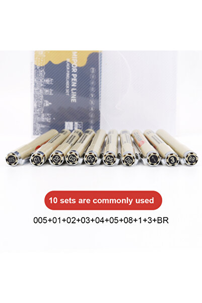 Choice 10Pcs set 12 Tip Pigment Liner Micron Ink Marker Pen for Manga Draw Sketching Needle Pen Hook Line P