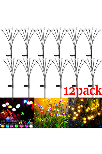 Choice مجموعة من 12 مصباح LED شمسي خارجي دافئ، مقاوم للماء، بتصميم نجمي، على ...