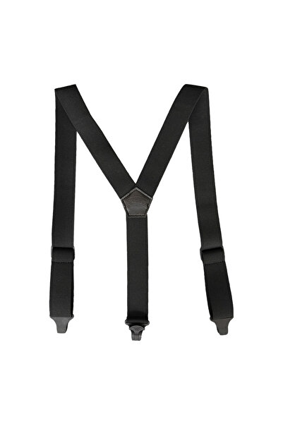Choice Black Melo Tough Y back suspenders airport friendly Suspenders,NO buzz with Plastic Clip 1.5 inch fu