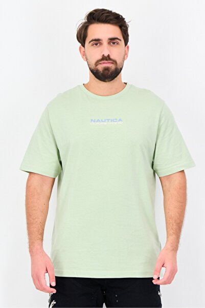 Nautica Men Crew Neck Short Sleeve Graphic Print T-Shirt, Mint Green