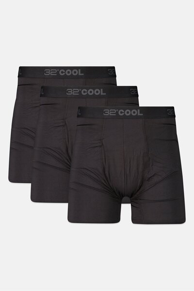 32 Degrees Men 3 Pack Brand Logo Boxer Brief, Black