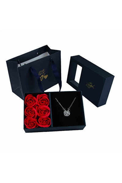 Choice صندوق مجوهرات مع قلادة فضية مكتوب عليها "أحبك"، صندوق مجوهرات زهرة الخلود، صندوق هدايا بنافذة على شكل وردة، خاتم E