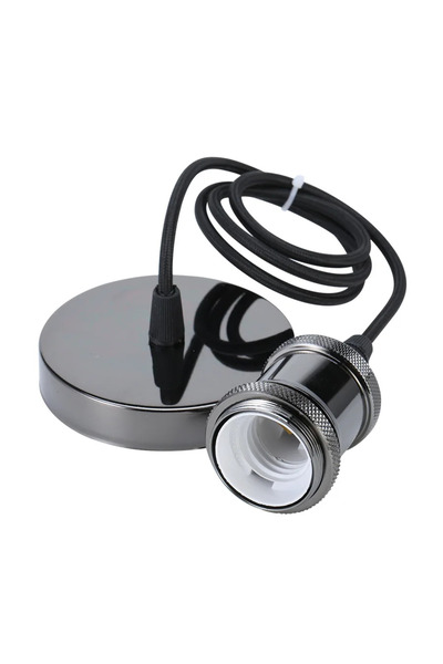 Choice No light bulb Bright black E27 suspension wire lamp holder, antique co...