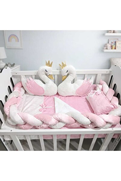 JULYA KİDS Velvet Braided Baby Crib Sleeping Set 6 Pieces with Duck 60*120 cm