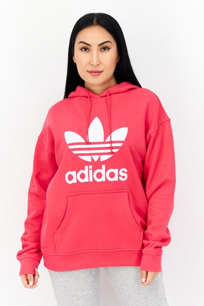 adidas هوديز رياضية نسائية خارجية بشعار ماركة Fit، لون وردي