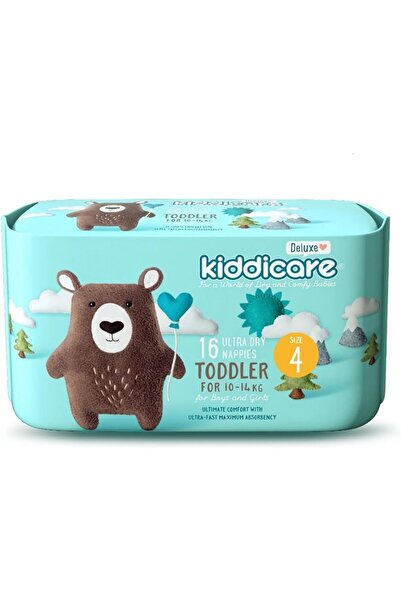 Kiddicare Baby Deluxe Toddler Diaper Nappy, Size 4, 16 Count