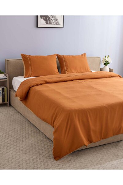 REDTAG Brown Reversible 3-Piece Duvet Cover Set (King Size)