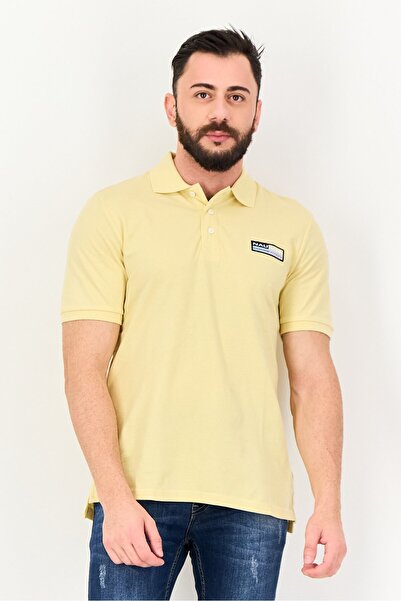 Nautica Men Regular Fit Brand Logo Short Sleeve Polo Shirt, Yellow