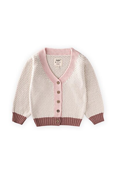 Cigit كارديجان تريكو بأزرار من عمر 2 إلى 8 سنوات باللون الوردي الطبيعي