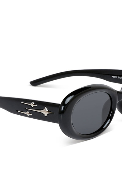 london Rag Women Metallic Stars Oval Sunglasses in Black