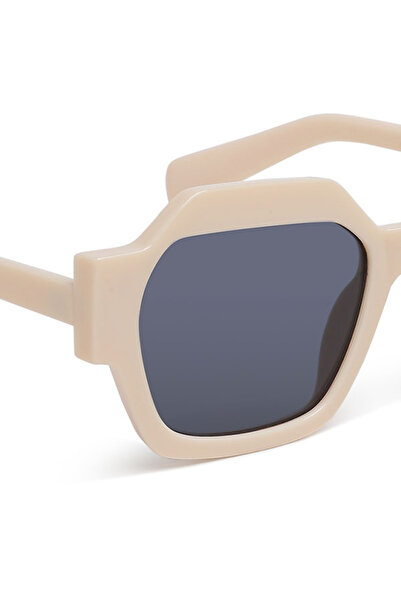 london Rag Women Bold Bevel Square Sunglasses in Beige