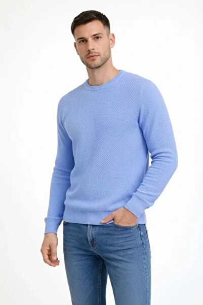 DRESSIFY WOMEN’S FASHION Men's Crew Neck Honeycomb Textured Knit Sweater Cott...