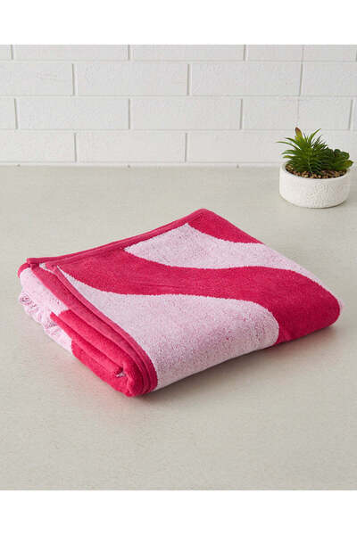 REDTAG منشفة شاطئ مطبوع بنقشة أمواج باللون الفوشيا