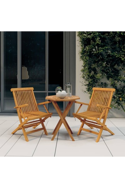 vidaxl 3 Piece Garden Dining Set Solid Wood Teak