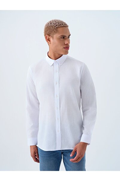 Loft 2037403 White Men's Regular Fit Long Sleeve Shirt