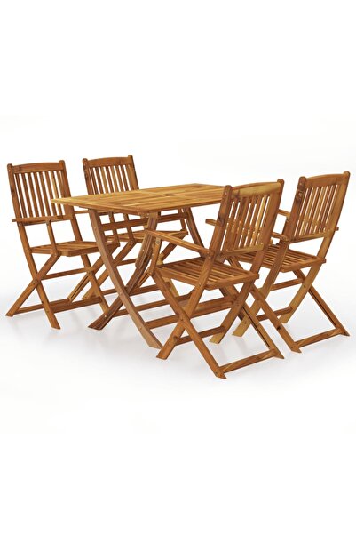 vidaxl Set mobilier de grădină pliabil, 5 piese, lemn masiv acacia