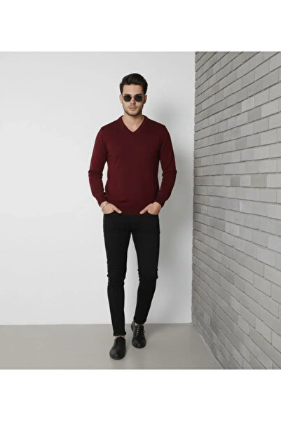 buğrahayalin Men's V-Neck Knitwear Sweater Soft Textured Cotton Fine Weave, L...