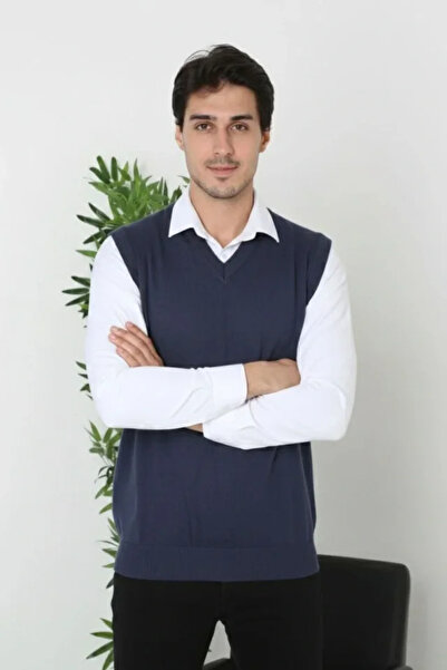 JANES Men's V-Neck Sleeveless Sweater Knitwear Pullover Soft Textured Cotton Fine Weave Comfortable Regular Fit