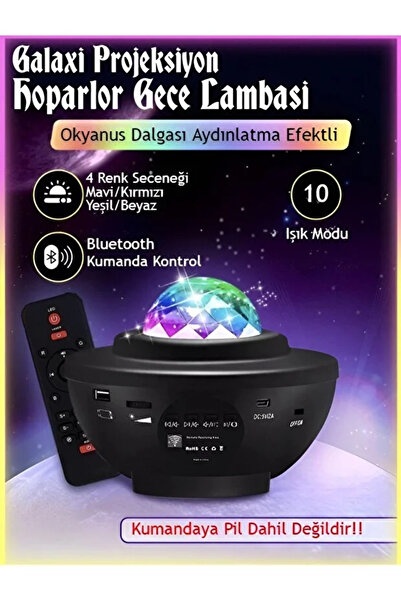 9a Yıldızlı Projektör Tavan Bulutsu Galaxy Lazer Işıklı Disko Topu Bluetooth Hoparlör Parti Led Lambası