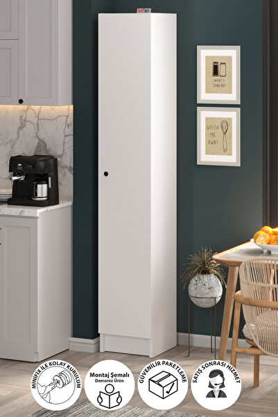 Bofigo Kapaklı 5 Bölmeli Çok Amaçlı Dolap Çok Amaçlı Mutfak Dolabı Banyo Dolabı Buket Beyaz