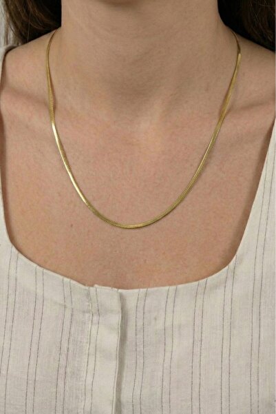 Söğütlü Silver 925 Ayar Gümüş Kolye Balık Sırtı Ezme Zincir