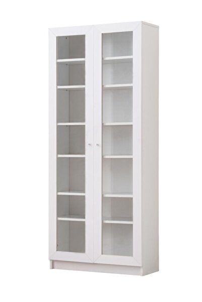 Setay Lotus Kitaplık, 2 Kapaklı Cam Kapaklı Vitrin, Kitaplık