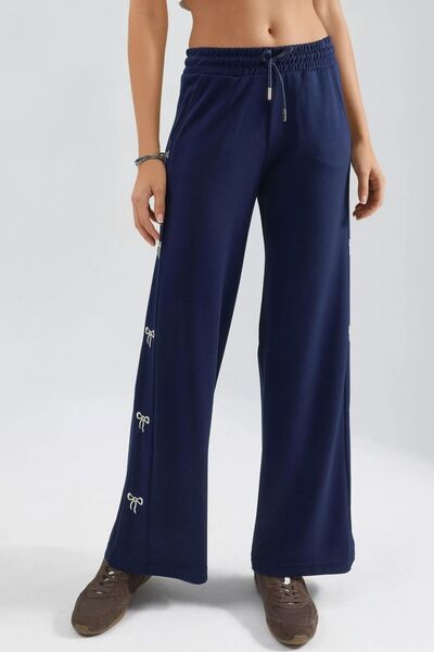 Hiccup Modal Textured Bow Detailed Trousers Berşan Collection