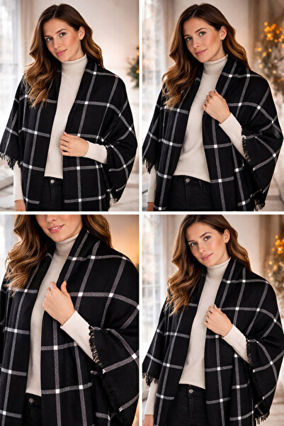 MYZİ STORE Women's Black Winter Shawl |   Soft Textured, Flowy, Stylish Shawl for Shoulder and Neck Wear