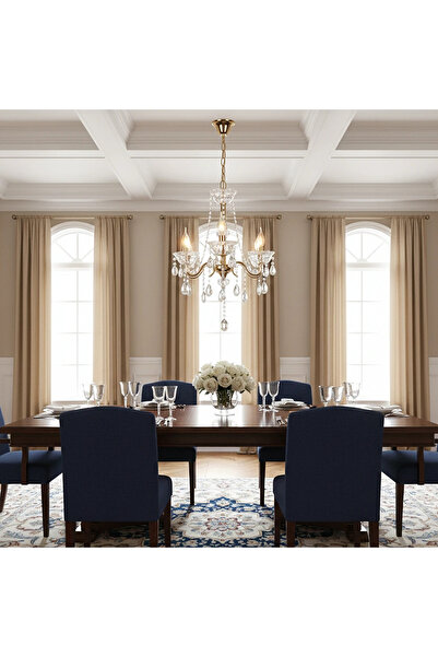 HAMER نجف مودرن شمعدان كلاسيكي فاخر ذهبي + فضيE14*3