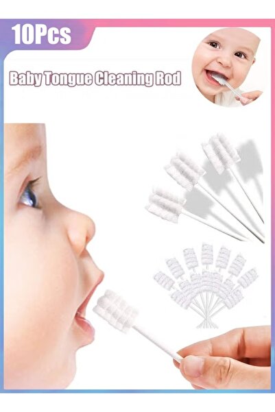 Generic ١٠ قطع من منظف لسان الأطفال الرضع، فرشاة أسنان للأطفال، شاش لتنظيف الفم للأطفال حديثي الولادة